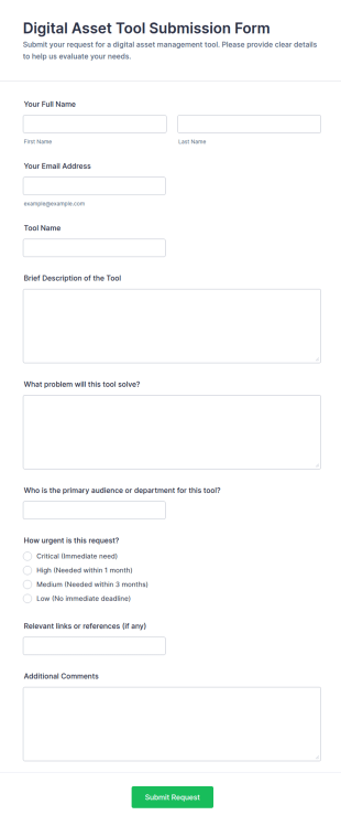 Digital Asset Tool Submission Form Template