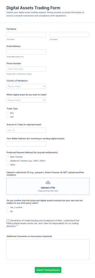Digital Assets Trading Form Template