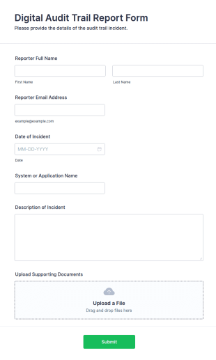 Digital Audit Trail Report Form Template
