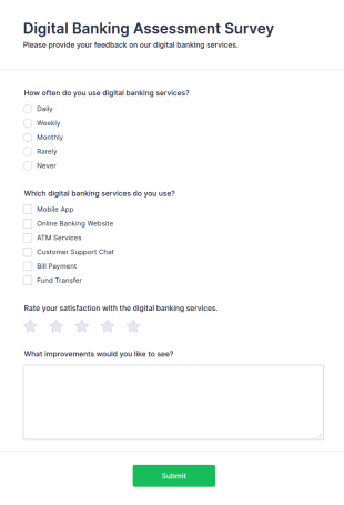 Digital Banking Assessment Survey Form Template