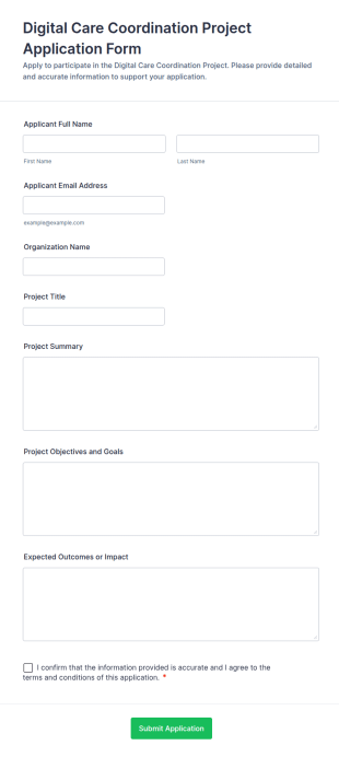 Digital Care Coordination Project Application Form Template