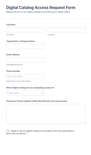 Digital Catalog Access Request Form Template