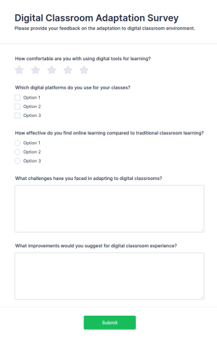 Digital Classroom Adaptation Survey Form Template