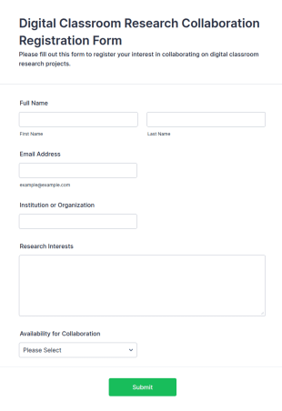 Digital Classroom Research Collaboration Registration Form Template