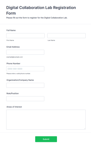 Digital Collaboration Lab Registration Form Template
