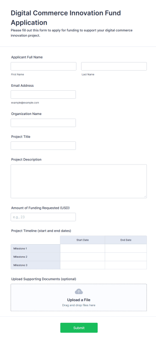 Digital Commerce Innovation Fund Application Form Form Template