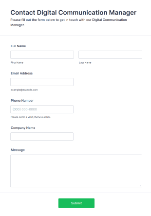 Digital Communication Manager Contact Form Template
