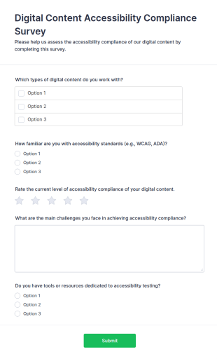 Digital Content Accessibility Compliance Survey Form Template