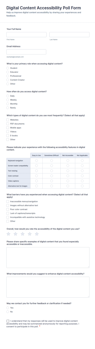 Digital Content Accessibility Poll Form Template