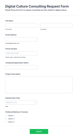 Digital Culture Consulting Request Form Template