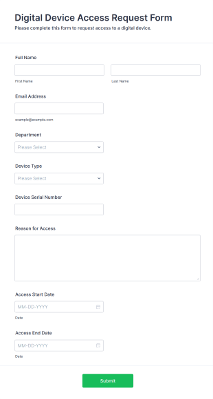 Digital Device Access Request Form Template