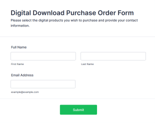 Digital Download Purchase Order Form Template