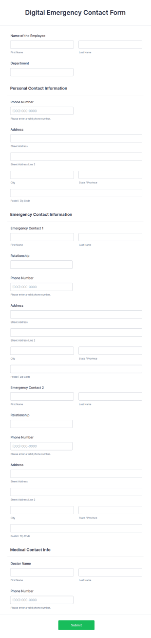 Digital Emergency Contact Form Template