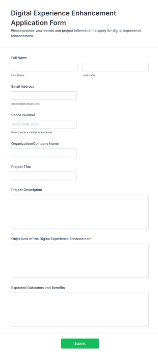 Digital Experience Enhancement Application Form Form Template