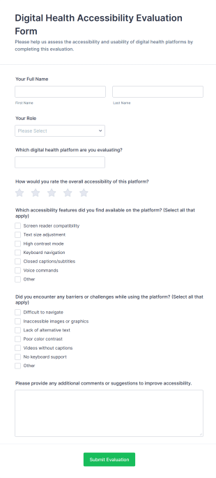 Digital Health Accessibility Evaluation Form Template