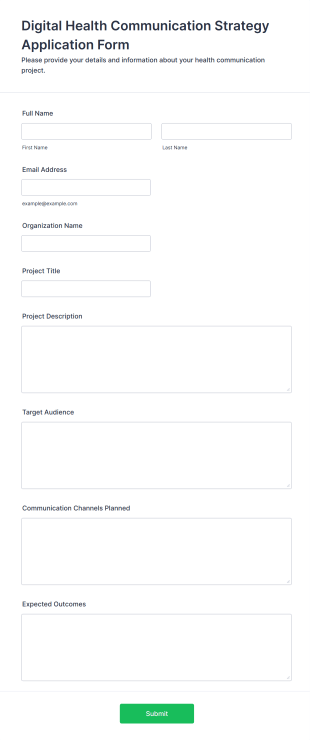 Digital Health Communication Strategy Application Form Template