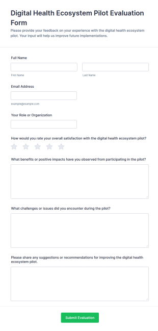 Digital Health Ecosystem Pilot Evaluation Form Template