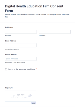 Digital Health Education Film Consent Form Template