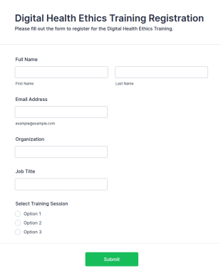 Digital Health Ethics Training Registration Form Template
