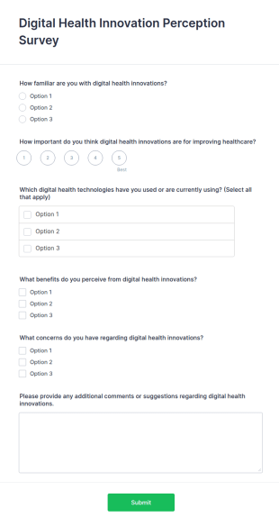 Digital Health Innovation Perception Survey Form Template