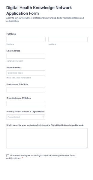Digital Health Knowledge Network Application Form Template