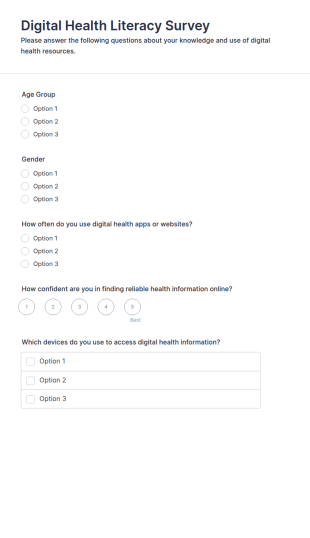 Digital Health Literacy Survey Form Template