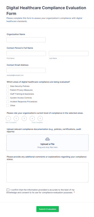 Digital Healthcare Compliance Evaluation Form Template
