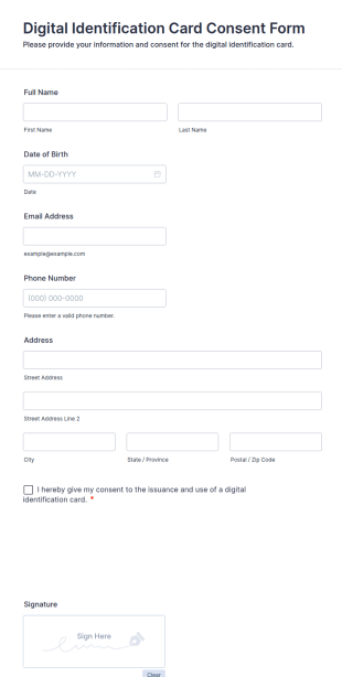 Digital Identification Card Consent Form Template