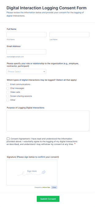Digital Interaction Logging Consent Form Template