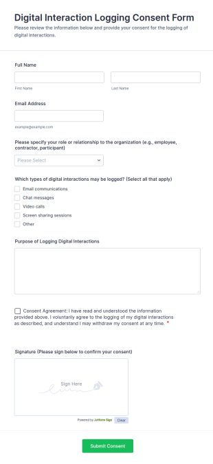 Digital Interaction Logging Consent Form Template