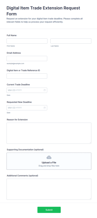 Digital Item Trade Extension Request Form Template