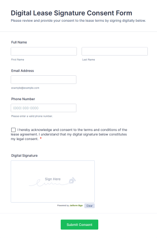 Digital Lease Signature Consent Form Template