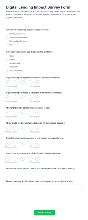 Digital Lending Impact Survey Form Template