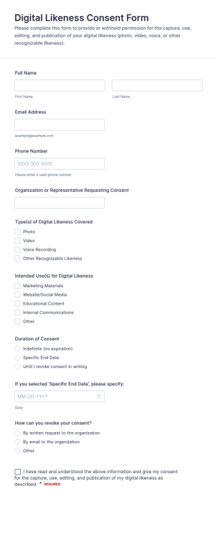 Digital Likeness Consent Form Template