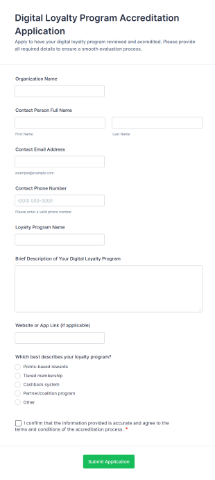 Digital Loyalty Program Accreditation Application Form Template
