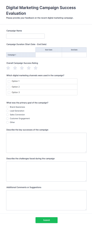 Digital Marketing Campaign Success Evaluation Form Template