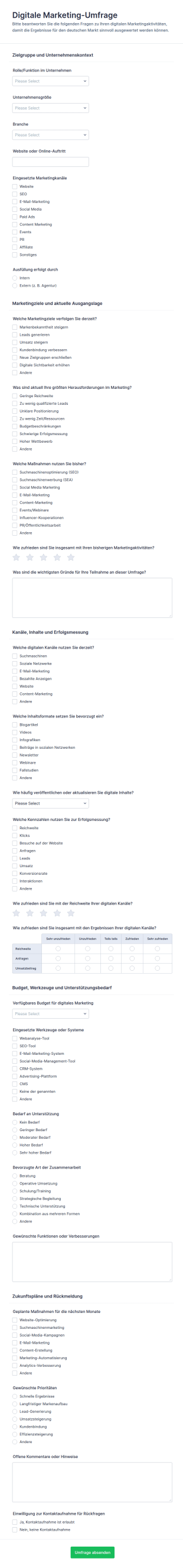 Digital Marketing Umfrage