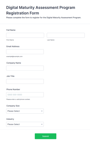 Digital Maturity Assessment Program Registration Form Template