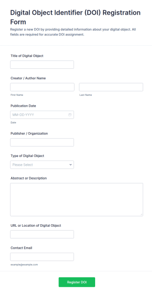 Digital Object Identifier (DOI) Registration Form Template