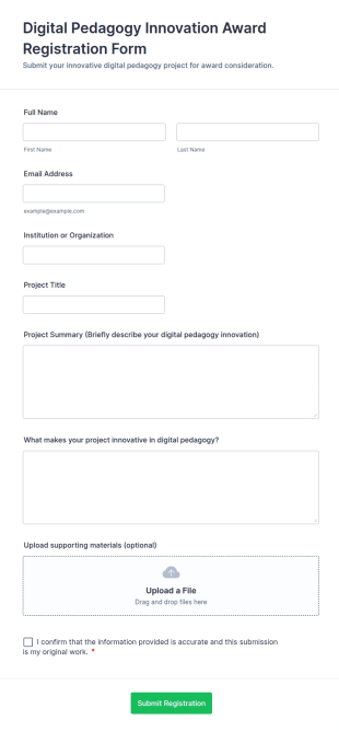 Digital Pedagogy Innovation Award Registration Form Template