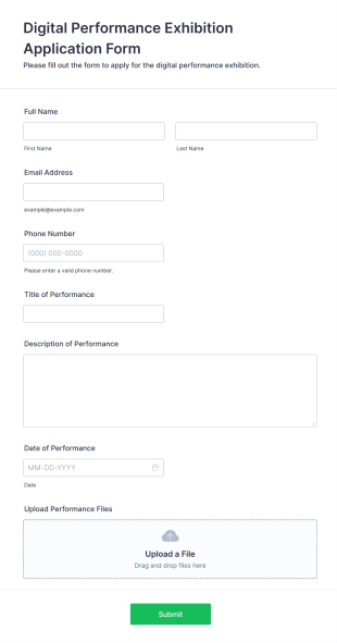 Digital Performance Exhibition Application Form Template