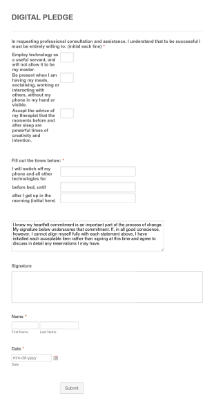 Digital Pledge Form Template