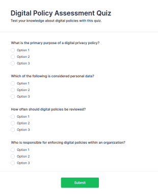 Digital Policy Assessment Quiz Form Template
