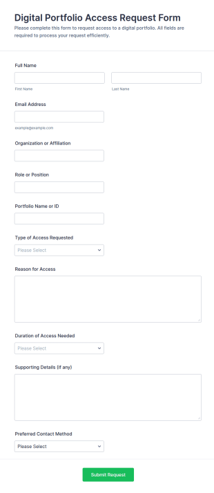 Digital Portfolio Access Request Form Template