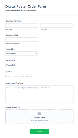 Digital Poster Order Form Template