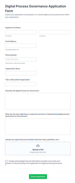 Digital Process Governance Application Form Template