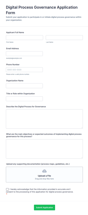 Digital Process Governance Application Form Template