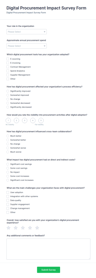 Digital Procurement Impact Survey Form Template