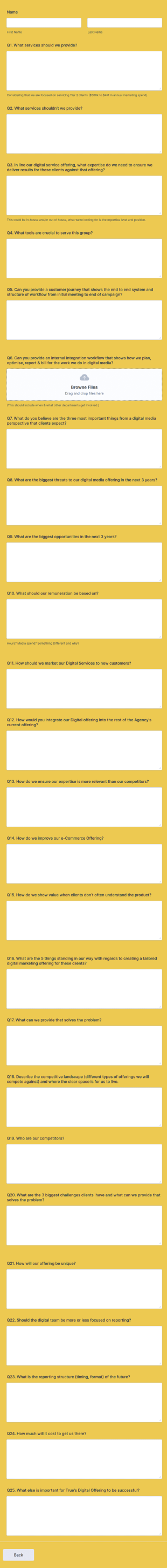 Digital Product Development Form Template