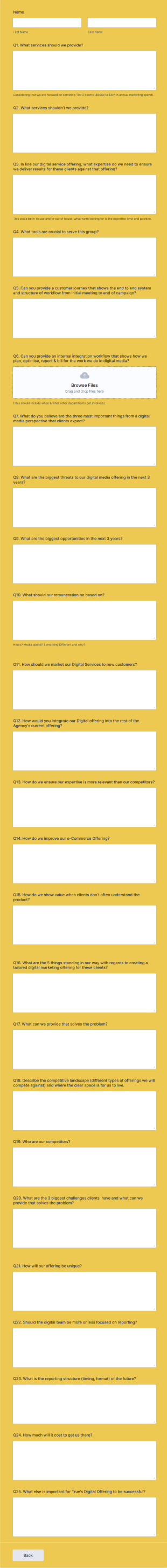Digital Product Development Form Template
